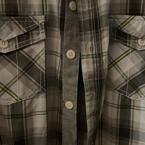 Y2K AKADEMIKS Mens Plaid Button Up Front Shirt Big & Tall 3/4 Sleeve Skate Large - Picture 12 of 13